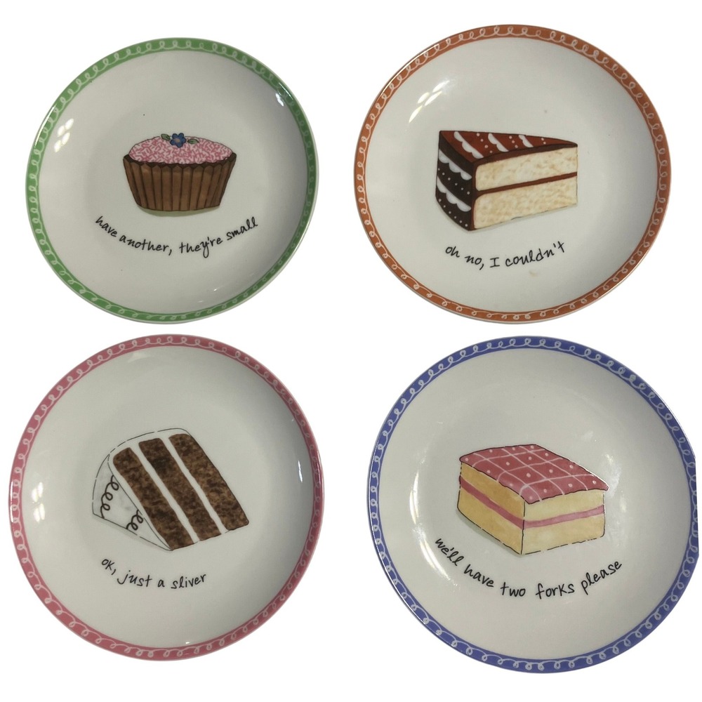 Boston Warehouse 7" Dessert Plates Set of 4 Multicolor Excellent Cake